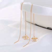A Pair Of New Fashion Copper Zircon Eight-pointed Star Earrings With Tassel Pierced Earrings main image 6