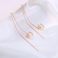 A Pair Of New Fashion Copper Zircon Eight-pointed Star Earrings With Tassel Pierced Earrings main image 7