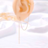 A Pair Of New Fashion Copper Zircon Eight-pointed Star Earrings With Tassel Pierced Earrings main image 8
