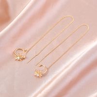 A Pair Of New Fashion Copper Zircon Eight-pointed Star Earrings With Tassel Pierced Earrings main image 9