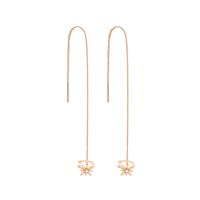 A Pair Of New Fashion Copper Zircon Eight-pointed Star Earrings With Tassel Pierced Earrings main image 10