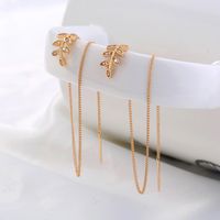 Pair Of New Fashion Copper Micro-inlaid Zircon Branch Pendant Tassel Pierced Earrings main image 4