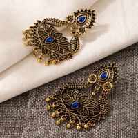 Fashion Geometric Hollow Imitation Sapphire Inlaid Alloy Earrings sku image 1