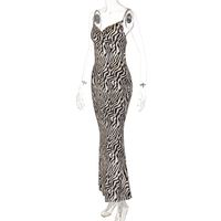 2022 Fashion New Hollow Sling Zebra Print Slim Dress main image 6