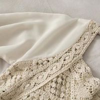 Hollow Crochet Perspective Square Neck Chiffon Long Sleeve Top main image 5