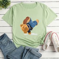 Hip-hop Bear Print Loose Casual T-shirt main image 1