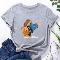 Hip-hop Bear Print Loose Casual T-shirt main image 9