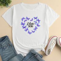 Short-sleeved Butterfly Heart Alphabet Print Loose Casual T-shirt main image 6