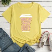 Short-sleeved Cup Letters Print Loose Casual T-shirt main image 5