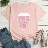 Short-sleeved Cup Letters Print Loose Casual T-shirt main image 7