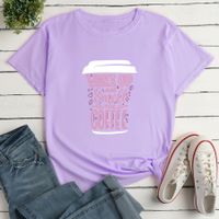 Short-sleeved Cup Letters Print Loose Casual T-shirt main image 8