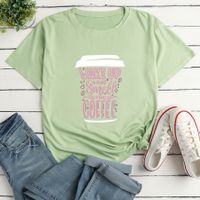 Short-sleeved Cup Letters Print Loose Casual T-shirt main image 9