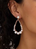 Fashion Alloy Rhinestone Pearl Water Drop Long Earrings Wholesale sku image 1
