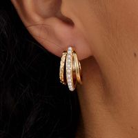 Retro Copper Material Electroplating 18k Gold C-shaped Pearl Earrings main image 1
