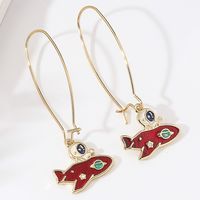 Fashion Enamel Astronaut Series Copper Electroplating 18k Gold Big Circle Earrings sku image 1