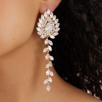 Fashion Copper Electroplating 18k Gold Inlaid Rhinestones Firework Tassel Long Earrings main image 2