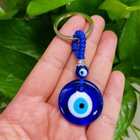 Simple Blue Glass Devil's Eye Pendant Keychain Necklace main image 2