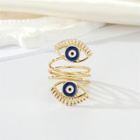 New Oil Dripping Blue Adjustable Exaggerated Devil's Eye Alloy Ring Female main image 1