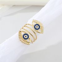 New Oil Dripping Blue Adjustable Exaggerated Devil's Eye Alloy Ring Female main image 5