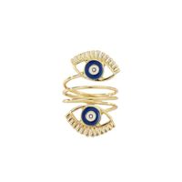 New Oil Dripping Blue Adjustable Exaggerated Devil's Eye Alloy Ring Female main image 6
