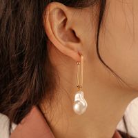 New Metal Pin Shaped Pearl Fashion Simple Copper Ear Jewelry Wholesale main image 3