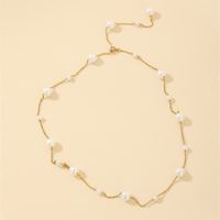 Schlichte Modische Halskette Mit Perlenkette main image 1