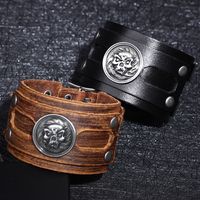 Fashion Retro Skull Alloy Accessories Leather Bracelet main image 3