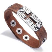 Bracelet D&#39;accessoires En Alliage De Cuir De Bracelet De Croix Creuse De Mode main image 1