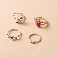 Fashion Open Alloy Gold-plated Flowers 4-piece Ring Set Female main image 3
