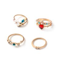 Fashion Open Alloy Gold-plated Flowers 4-piece Ring Set Female main image 6