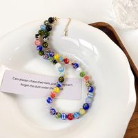 Simple Colorful Glazed Flower Hand-beaded Necklace main image 4
