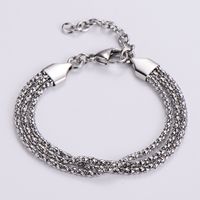 Fashion Simple Stainless Steel Chain Three-layer Bracelet main image 1