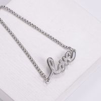 Fashion Simple Stainless Steel Diamond Letters Adjustable Bracelet main image 3