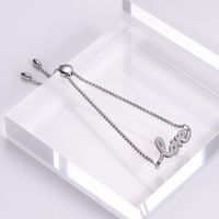 Fashion Simple Stainless Steel Diamond Letters Adjustable Bracelet main image 5