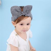 New Black And White Plaid Knotted Rabbit Ears Baby Hair Accessories Headwear main image 2