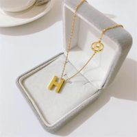 New Titanium Steel 18k Gold Plated English Letter H Necklace main image 3