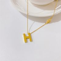 New Titanium Steel 18k Gold Plated English Letter H Necklace main image 4