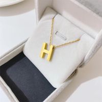 New Titanium Steel 18k Gold Plated English Letter H Necklace main image 5