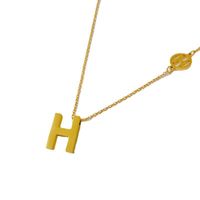 New Titanium Steel 18k Gold Plated English Letter H Necklace main image 6