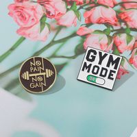 New Square Disc Letter Gym Mooe Creative Dripping Paint Metal Brooch main image 4