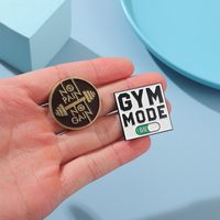 New Square Disc Letter Gym Mooe Creative Dripping Paint Metal Brooch main image 5