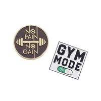 New Square Disc Letter Gym Mooe Creative Dripping Paint Metal Brooch main image 6
