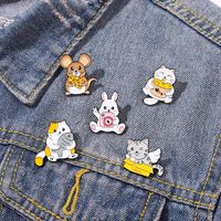 Cute Rat Taking Pictures Of Rabbits And Cat Who Love Small Fish Brooches main image 1