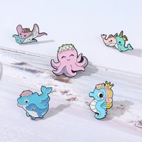 New Sea Life Jellyfish Whale Hippo Series Pin Clothes Accessories Brooch main image 4