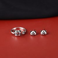 Cute Fashion S925 Silver Little Tiger Stud Earrings Ring main image 6