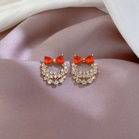 Full Diamond Bows Hollowed Alloy Stud Earring Women's Jewelry main image 1