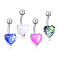 Fashion Resin Opal Heart-shaped Stainless Steel Navel Ring main image 1