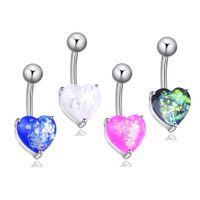 Fashion Resin Opal Heart-shaped Stainless Steel Navel Ring main image 2