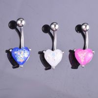 Fashion Resin Opal Heart-shaped Stainless Steel Navel Ring main image 3