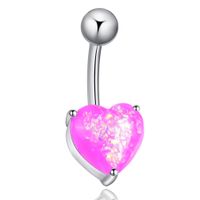 Fashion Resin Opal Heart-shaped Stainless Steel Navel Ring main image 4